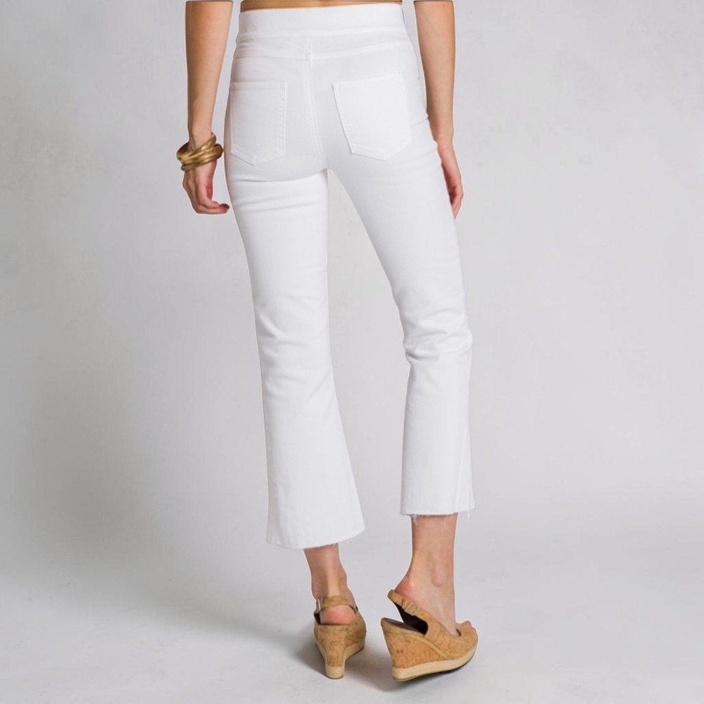 SPANX Cropped Flare Denim Jeans White Pull On High Rise Sz S - Picture 3 of 12